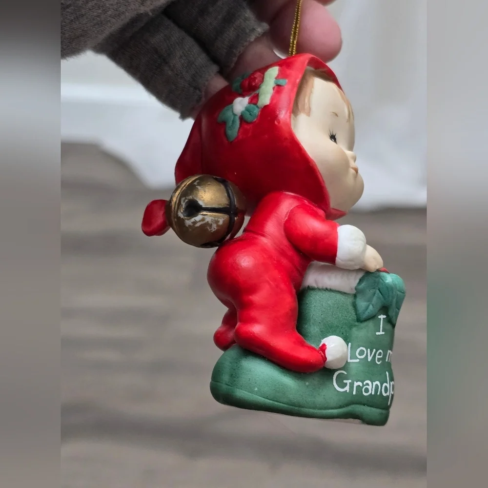 1987 Ruth Morehead Enesco I Love My Grandpa Christmas Ornament Collectible